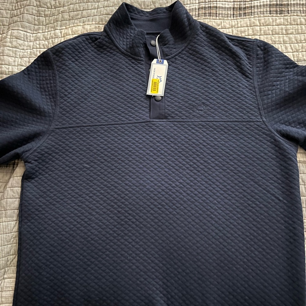 Southern Tide Quilted Navy Pullover Size L